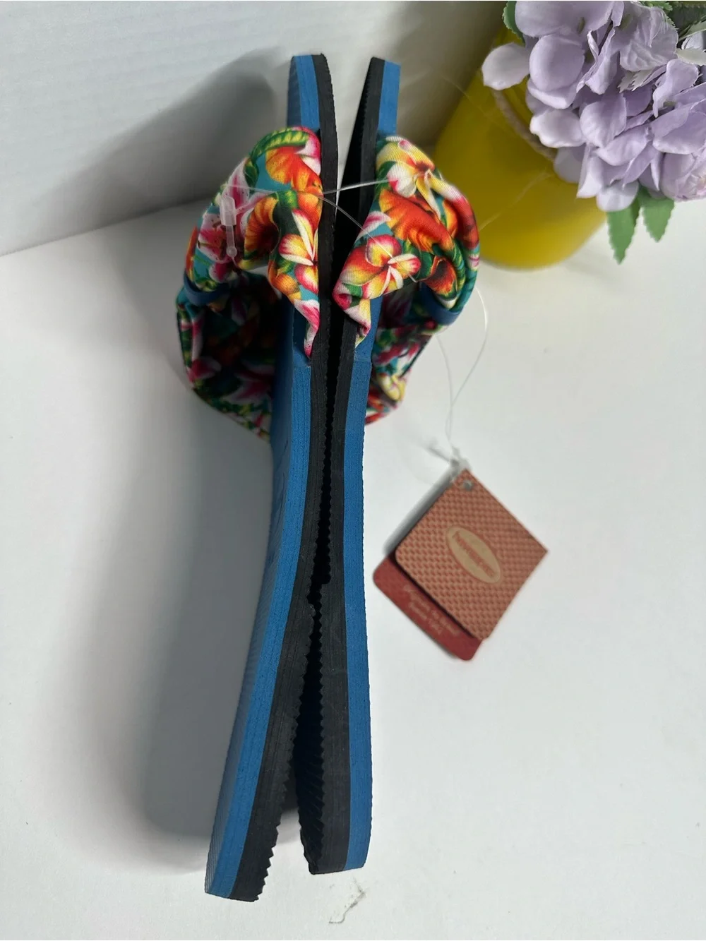 Havaianas Blue Floral Bow Toe-Post Slide Sandals for Women